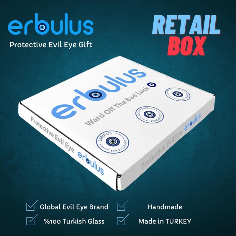 Erbulus Turkish Silver Horse Shoe Blue Evil Eye Wall Hanging Ornament with Elephant - Turkish Nazar Bead Amulet â€“ Home Protection and Good Luck Charm Gift in a Box - Image 5